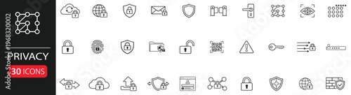 privacy icon set editable line icons vector