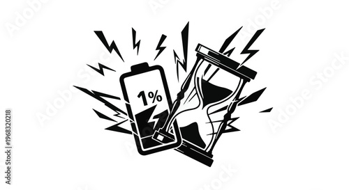 dead battery low power mobile phone and empty battery icon
