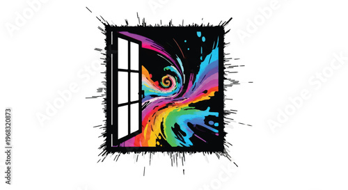 rainbow swirl graffiti on black wall