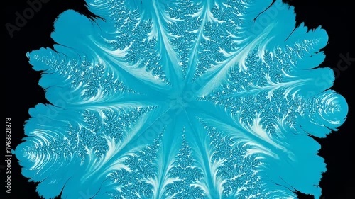 Wallpaper Mural Abstract blue crystal pattern resembling snowflake on black Torontodigital.ca