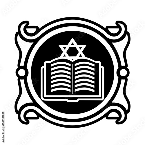 A solid style icon of torah symbol