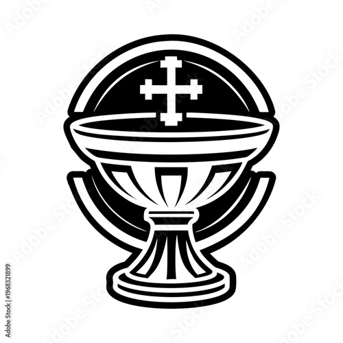 Billede på lærred A glyph style icon of baptismal font symbol