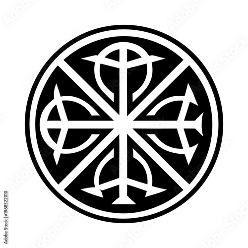 A glyph style icon of chi rho symbol