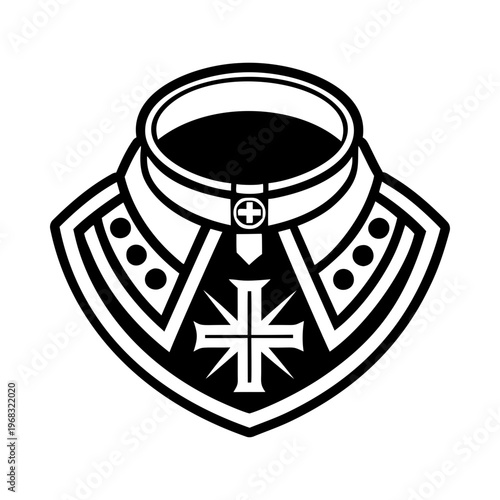 A solid style icon of clerical collar symbol