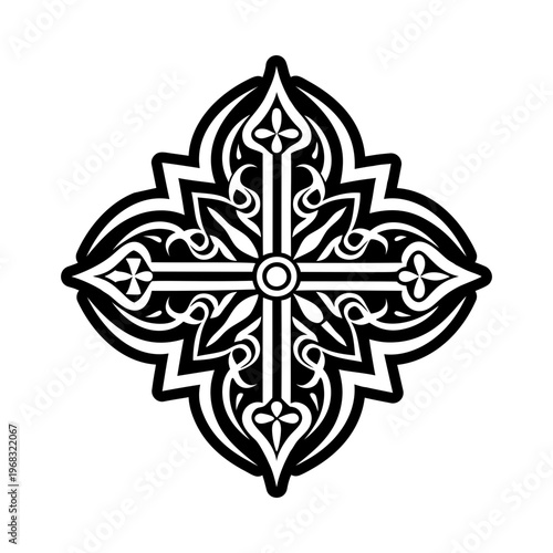 A solid style icon of crucifix cross symbol