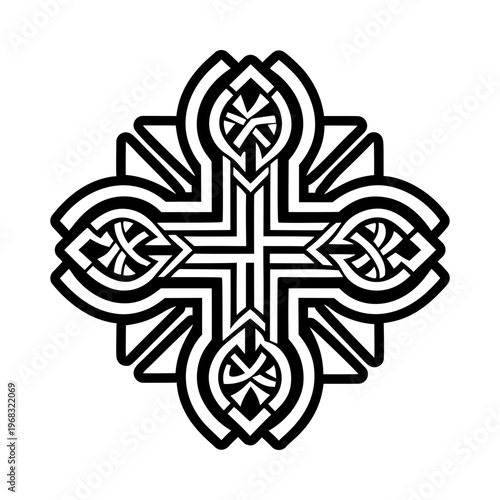 A filled style icon of crucifix symbol