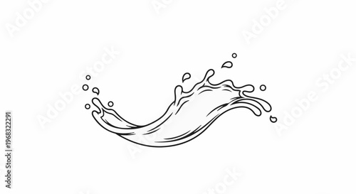 Hand-drawn outline of water splashing with droplets