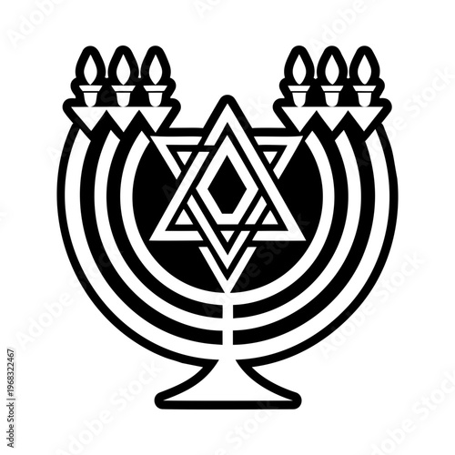 A solid style icon of menorah symbol