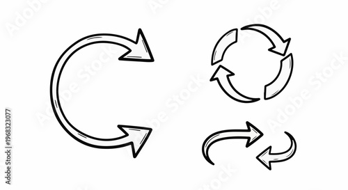 Three sets of hand-drawn arrows indicating direction and cycles