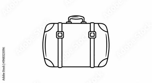 Vintage suitcase with straps and buckle detail, isolated on white