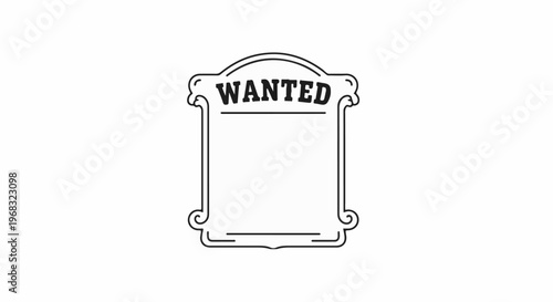 Vintage wanted poster frame with ornamental scrollwork