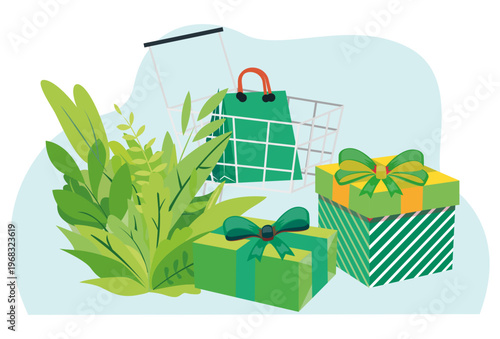 Green Goodies Concept Illustration Vector Style