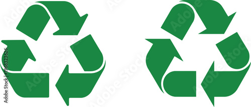 Green Recycling Symbol Icon Set with Solid Filled Arrows for Global Waste Management Environmental Conservation and Sustainable Eco Friendly Vector Illustration