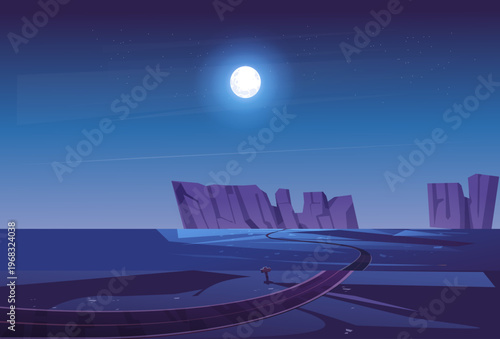 Moonlit Path Concept Illustration Vector Style
