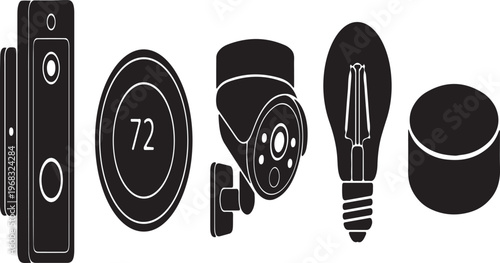 Smart home devices on a white background