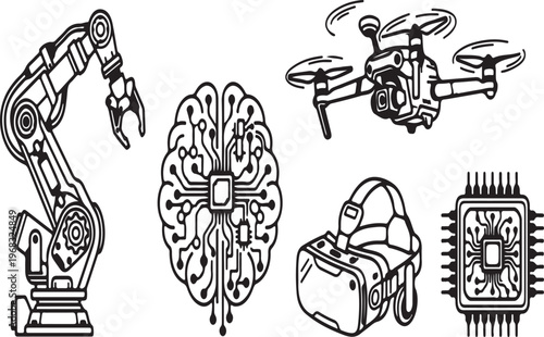 A collection of robotic and artificial intelligence related objects