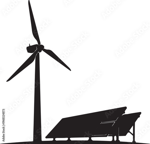 Renewable energy sources wind turbine and solar panels