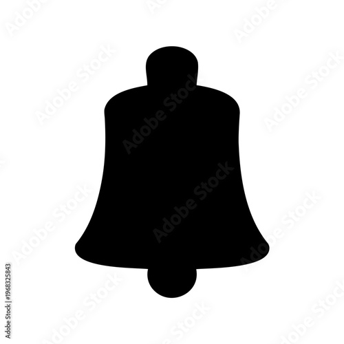 Classic black silhouette image of a bell on white background illustration
