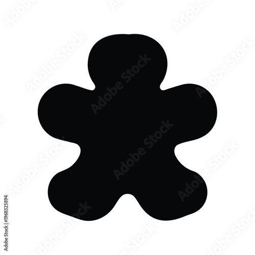 Abstract black shape with smooth edges resembling a humanoid figure silhouette