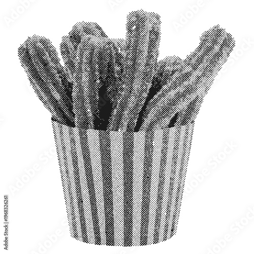 Sweet churros halftone grunge vector design element