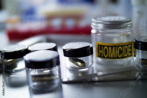 Criminalistic Laboratory, Bullet shell analysis, conceptual image