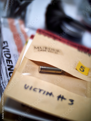 Criminalistic Laboratory, Bullet shell analysis, conceptual image