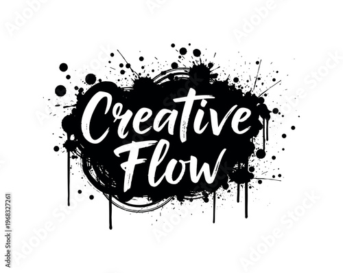 Creative Flow. lettering and all elements in black. Vector style. AWhite background. Pure white background. Perfect isolation and visual consistency. Dynamic