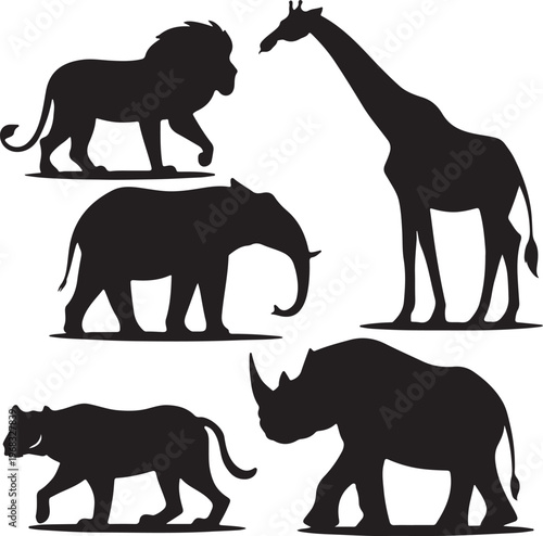 Vast Black Silhouette Animal Assortment: A Complete Set for Creative Projects