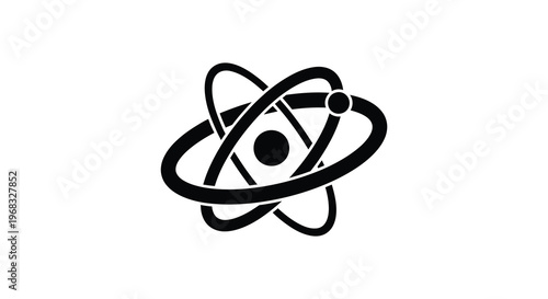 Atomic structure depiction with orbiting electrons a striking silhouette