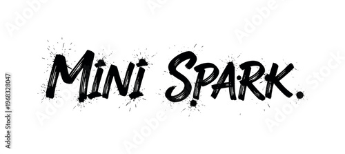 Mini Spark. lettering and all elements in black. Vector style. AWhite background. Pure white background. Perfect isolation and visual consistency. Grunge