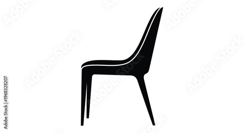 A modern chair design presented as a striking black silhouette
