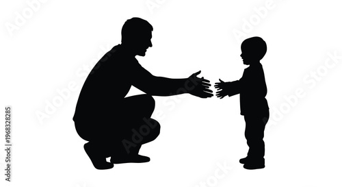 Father and son reaching for each other a loving family silhouette