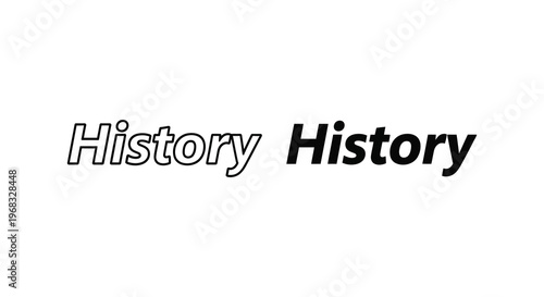 The word history repeated in bold black lettering a stark silhouette