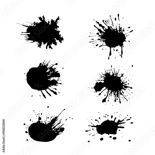 Grunge Brush Strokes, Ink Splashes and Spray Graffiti Set – Dripping Frames, Text Boxes and Abstract Vector Elements Collection