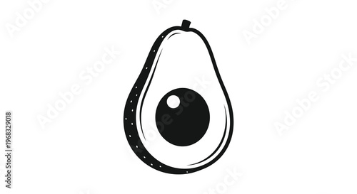 Minimalist black silhouette of an avocado fruit simple design silhouette