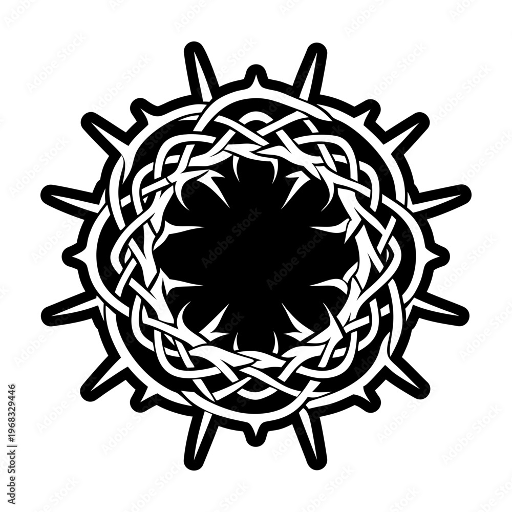 Fototapeta premium Thorn crown icon in glyph style