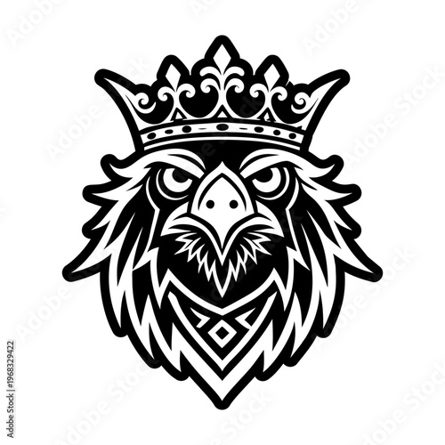 A glyph style icon of crowned raven