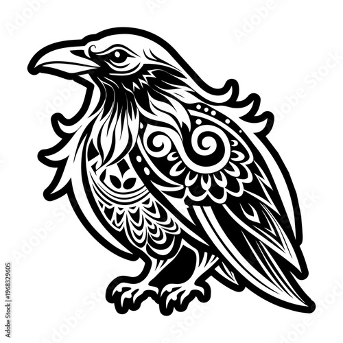A solid style icon of raven symbol