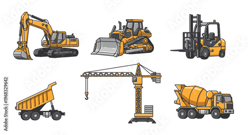 Construction vehicles and equipment set 1.