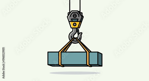 Industrial crane hook lifting heavy block.