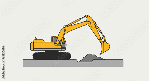Yellow excavator digging into ground 1.