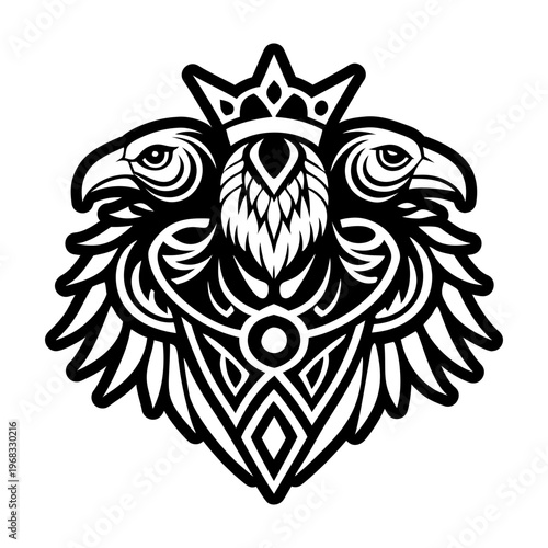 Raven tattoo icon in glyph style