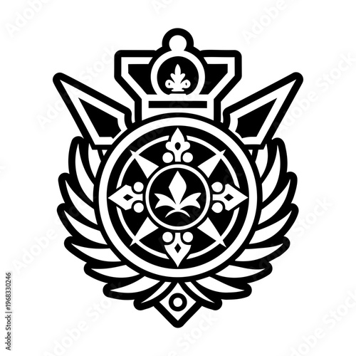A filled style icon of regal medallion