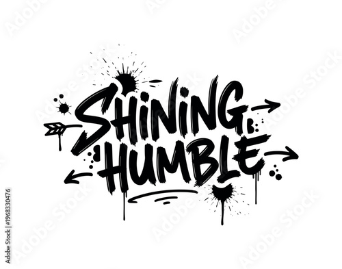 Shining Humble. lettering and all elements in black. Vector style. AWhite background. Pure white background. Perfect isolation and visual consistency. Dynamic