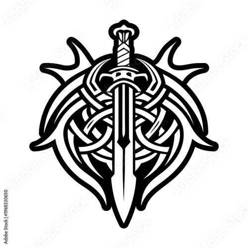 A glyph style icon of sword symbol