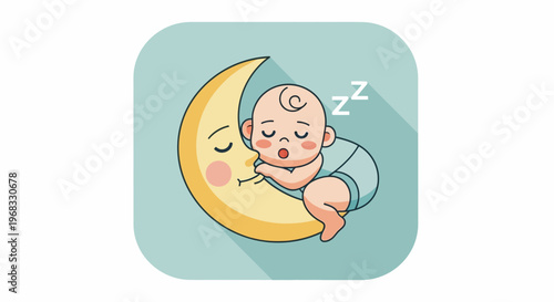 Cute baby sleeping peacefully on a crescent moon 1.
