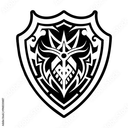 A glyph style icon of warrior shield