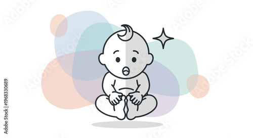 Cute Baby Sitting with Open Mouth and Sparkle.