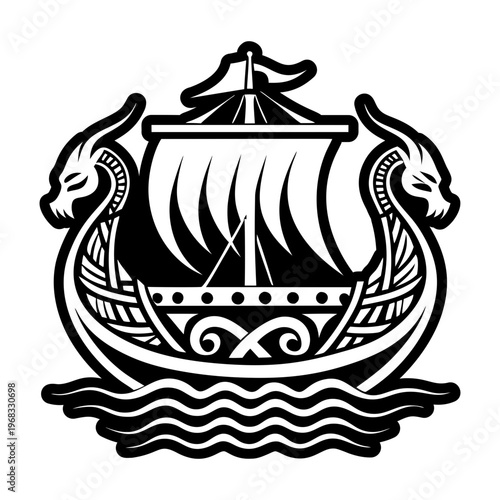 Viking ship icon in glyph style