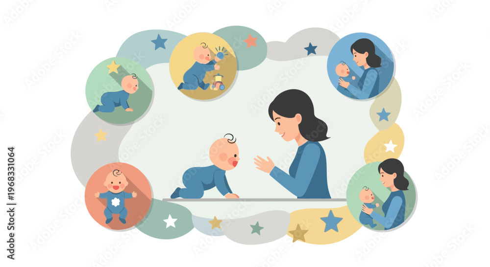 Fototapeta premium Mother and baby learning together in a nurturing environment.